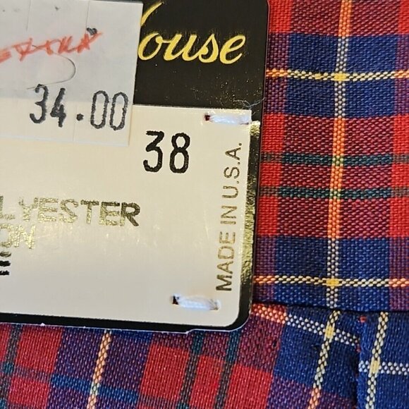 Vintage Wallace Plaid Shorts Mens 38 Red Tartan Surf Skate Hamilton House Trousr - Picture 10 of 10